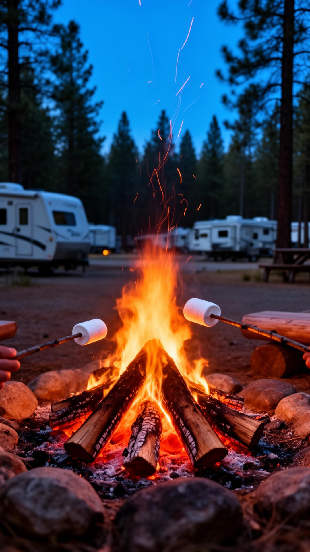 Evening campfire at Crankbait Cove